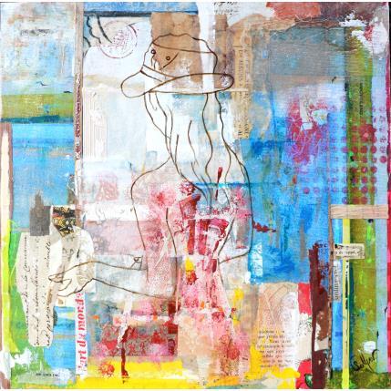 Painting Rester ou partir by Sablyne | Painting Raw art Acrylic, Cardboard, Gluing, Gold leaf, Graffiti, Ink, Paper, Pastel, Pigments, Textile, Upcycling, Wood Life style, Portrait, Society