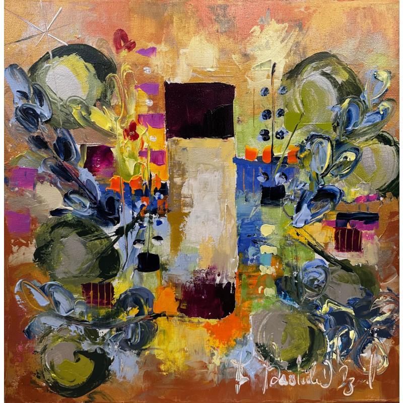 Painting Escapade en eau douce by Bastide d´Izard Armelle | Painting Abstract Landscapes Oil Acrylic