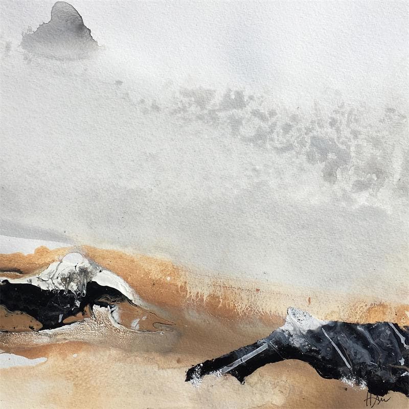 Painting L'autre horizon 2 by Han | Painting Abstract Minimalist