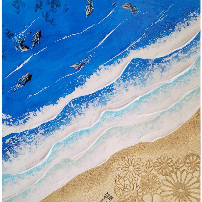 Painting MAHE by Geiry | Painting Subject matter Landscapes Nature Animals Wood Acrylic Resin Pigments Marble powder