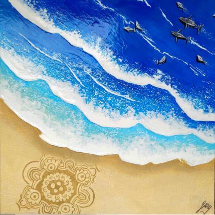 Painting HAWAII by Geiry | Painting Subject matter Acrylic, Marble powder, Pigments, Resin, Wood Animals, Landscapes, Nature