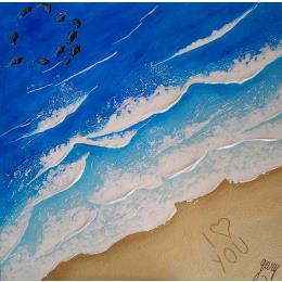 Painting ILHA DE FERNANDO DE NORONHA by Geiry | Painting Subject matter Acrylic, Marble powder, Pigments, Resin, Wood Animals, Landscapes, Nature