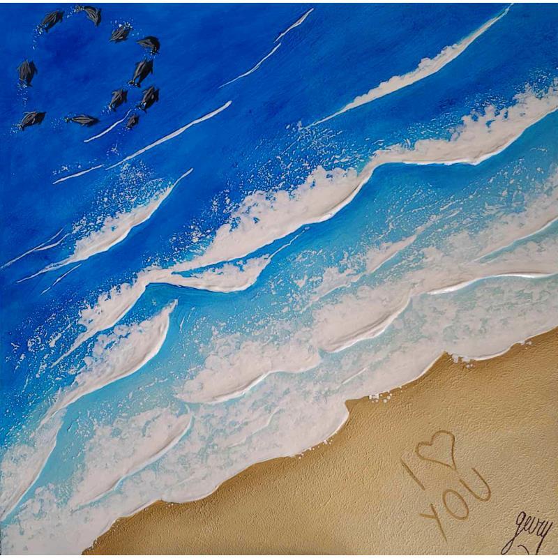 Painting ILHA DE FERNANDO DE NORONHA by Geiry | Painting Subject matter Landscapes Nature Animals Wood Acrylic Resin Pigments Marble powder