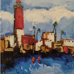 Peinture Pueblo Pesquero par Villanueva Puigdelliura Natalia | Tableau Figuratif Acrylique, Résine Marine, Paysages