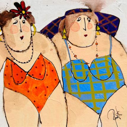 Painting Julia Antoinette by Colombo Cécile | Painting Figurative Acrylic, Gluing, Ink, Pastel, Watercolor Life style, Portrait