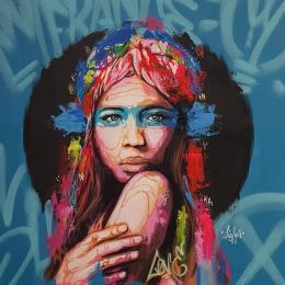 Peinture Marianne au voile par Sufyr | Tableau Street Art Graffiti, Posca