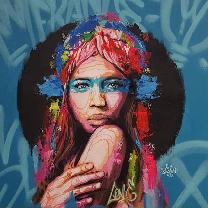 Peinture Marianne au voile par Sufyr | Tableau Street Art Graffiti, Posca