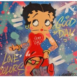 Painting Betty Boop autostop  by Lemoine Mael | Painting Pop-art Acrylic, Graffiti Pop icons