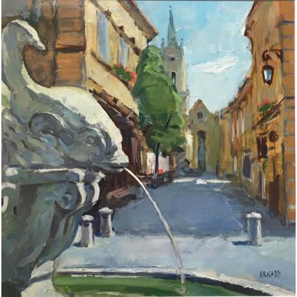 Peinture Vue vers l'Eglise Saint Jean de Malte par Arkady | Tableau Figuratif Huile Architecture