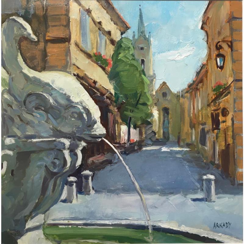 Pintura Vue vers l'Eglise Saint Jean de Malte por Arkady | Pintura Figurativo Arquitectura Aceite