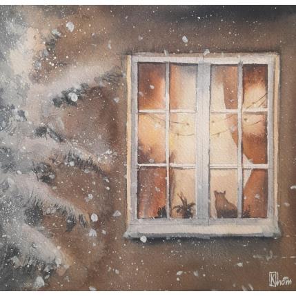Painting Winter window by Khomyakova Liliya | Painting Figurative Watercolor Pop icons