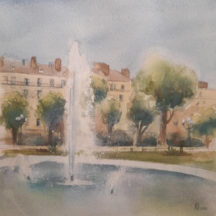 Painting Fountain in Grenoble by Khomyakova Liliya | Painting Figurative Watercolor