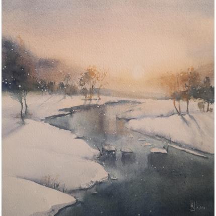 Painting River winter by Khomyakova Liliya | Painting Figurative Watercolor