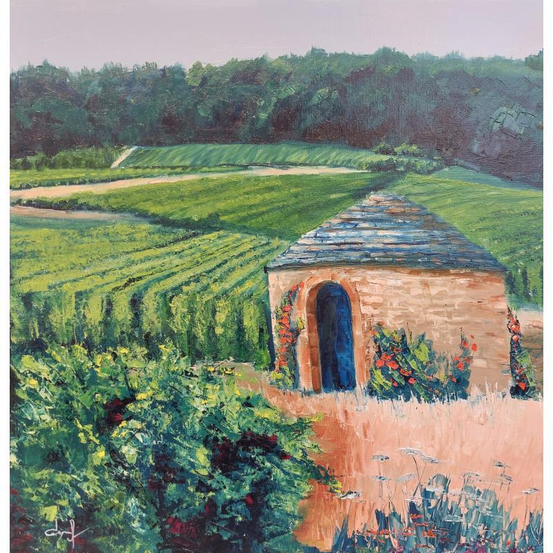 Painting Cadole dans les vignes de Bourgogne by Degabriel Véronique | Painting Realism Landscapes Oil