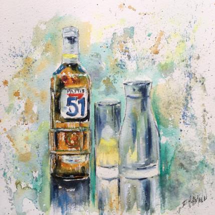 Peinture Un pastis? par Hoffmann Elisabeth | Tableau Figuratif Aquarelle Natures mortes, Scènes de vie