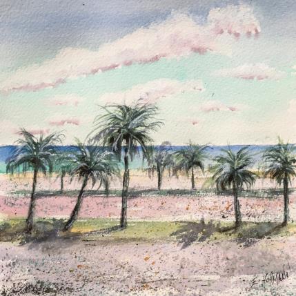 Gemälde Nice Palmiers von Hoffmann Elisabeth | Gemälde Figurativ Aquarell Pop-Ikonen, Urban