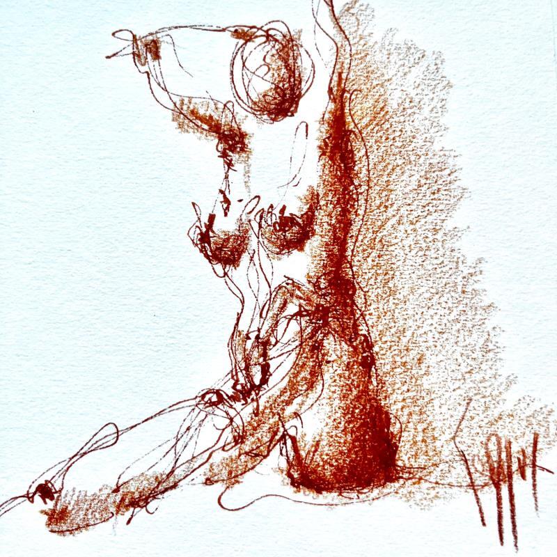 Painting Lucie by Sahuc François | Painting Figurative Nude Minimalist Acrylic Ink