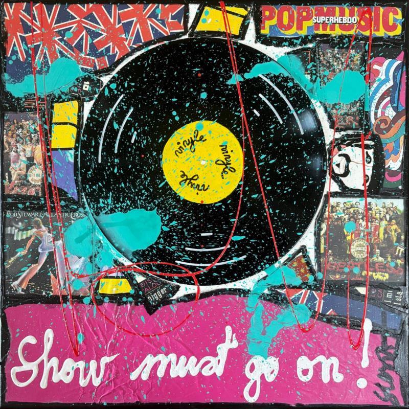 Painting Show must go on ! by Costa Sophie | Painting Pop-art Acrylic Gluing Upcycling