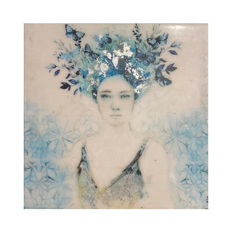 Peinture Azulada III par Bofill Laura | Tableau Figuratif Portraits Bois Acrylique Résine