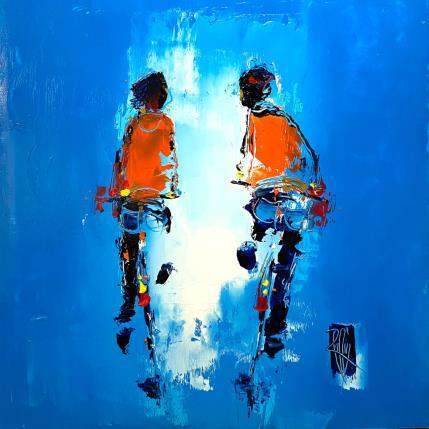 Painting Balade bleutée by Raffin Christian | Painting Figurative Oil Life style