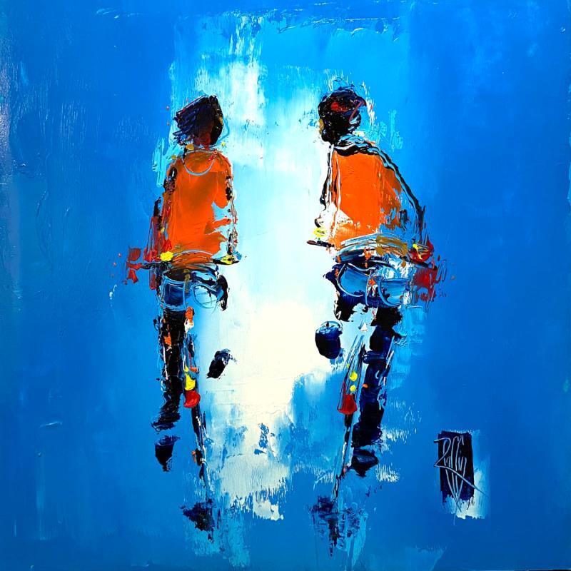 Painting Balade bleutée by Raffin Christian | Painting Figurative Life style Oil