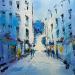 Peinture Bleu de ville par Raffin Christian | Tableau Figuratif Urbain Huile