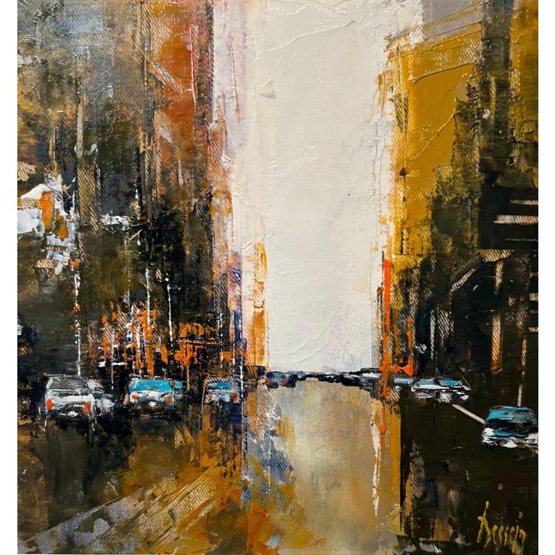 Painting brown city by Dessein Pierre | Painting Figurative Oil