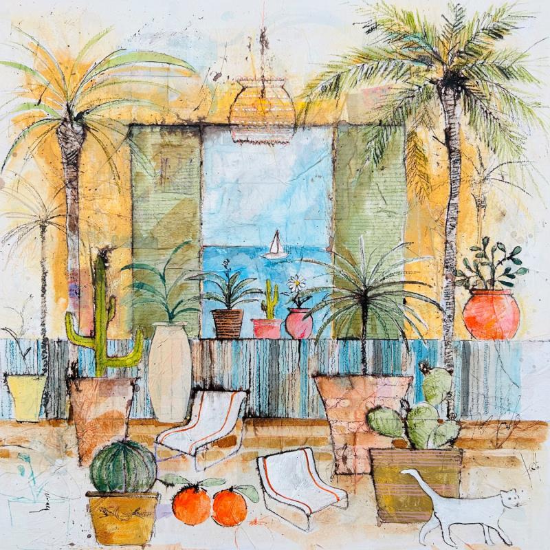 Painting Extrême Sud by Colombo Cécile | Painting Figurative Landscapes Life style Nature Watercolor Acrylic Gluing Ink Pastel