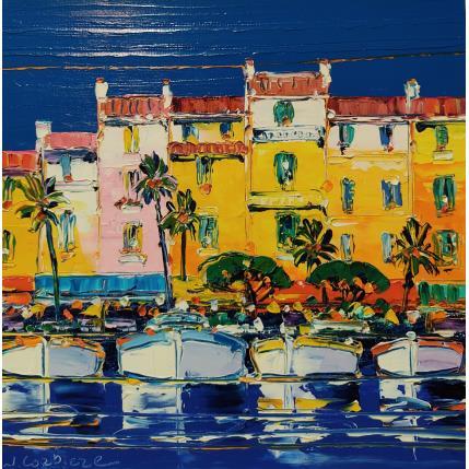 Peinture Terrasse du Port par Corbière Liisa | Tableau Figuratif Huile Paysages