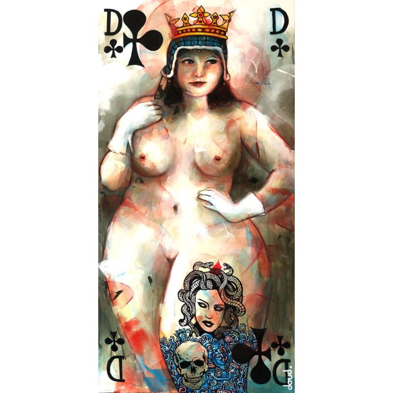 Painting Dame trèfle médusée by Doudoudidon | Painting Raw art Acrylic Life style, Nude, Portrait