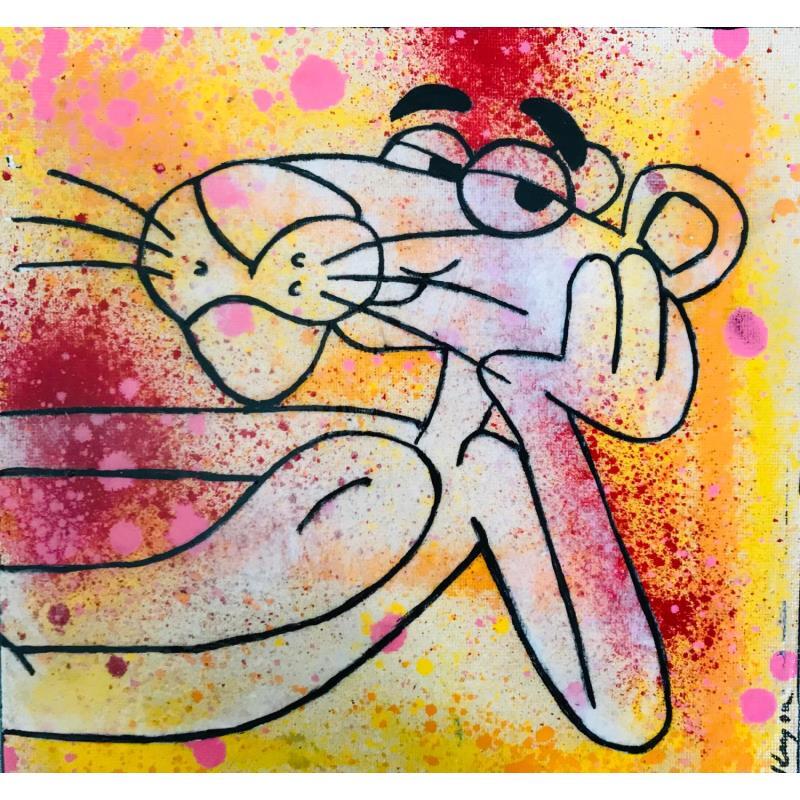 Peinture Panthere rose par Kikayou | Tableau Pop-art Icones Pop Graffiti Acrylique Collage