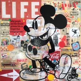 Painting Mickey vintage by Kikayou | Painting Pop-art Acrylic, Gluing, Graffiti Pop icons