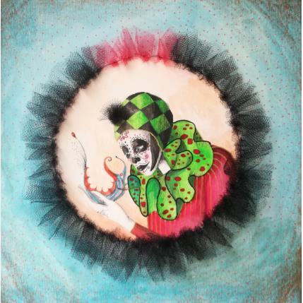 Gemälde Pierrot va in Messico von Nai | Gemälde Surrealismus Acryl, Collage Gesellschaft, Pop-Ikonen, Tiere