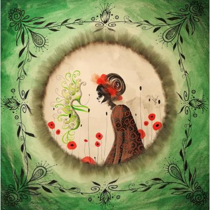 Painting L'ascolto di un verde diverso by Nai | Painting Surrealism Acrylic, Gluing Animals, Music, Nature