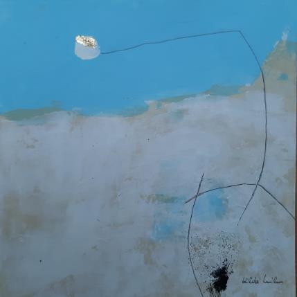 Peinture abstract blue A 72 par Wilms Hilde | Tableau Abstrait Acrylique, Collage, Feuille d'or
