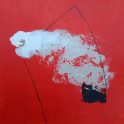 Peinture abstract red B 72 par Wilms Hilde | Tableau Abstrait Acrylique, Collage, Feuille d'or