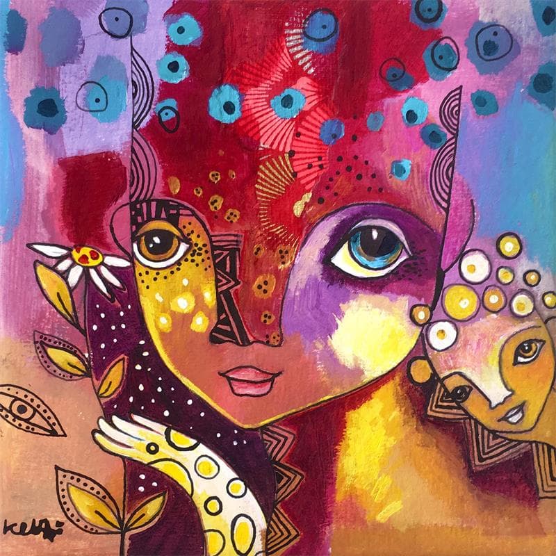 Painting Groseille by Ketfa Laure | Painting Raw art Portrait Acrylic