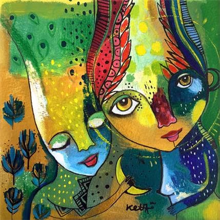 Painting Décroche-moi la lune by Ketfa Laure | Painting Raw art Acrylic Portrait