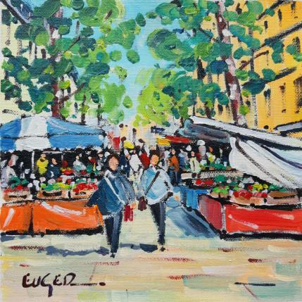 Gemälde MARCHE BOULEVARD RASPAIL A PARIS von Euger | Gemälde Figurativ Acryl Alltagsszenen, Pop-Ikonen, Urban