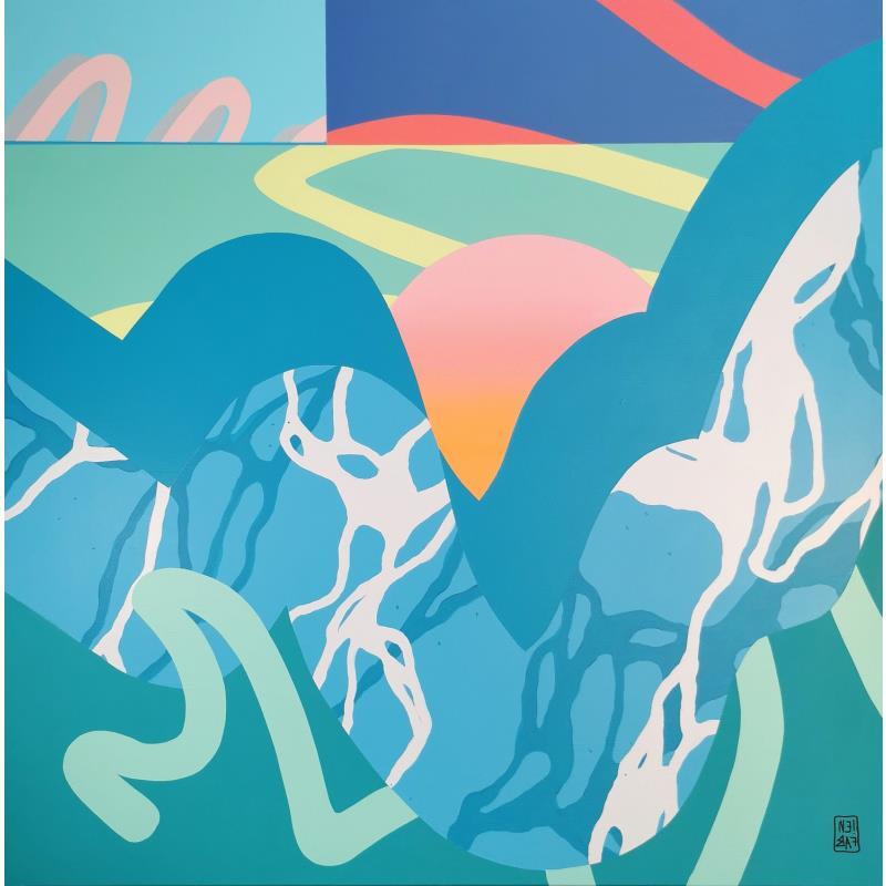 Peinture Aqua Marina  par Neibaf | Tableau Abstrait Paysages Nature Acrylique