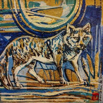 Peinture Le petit loup par Machi | Tableau Figuratif Huile