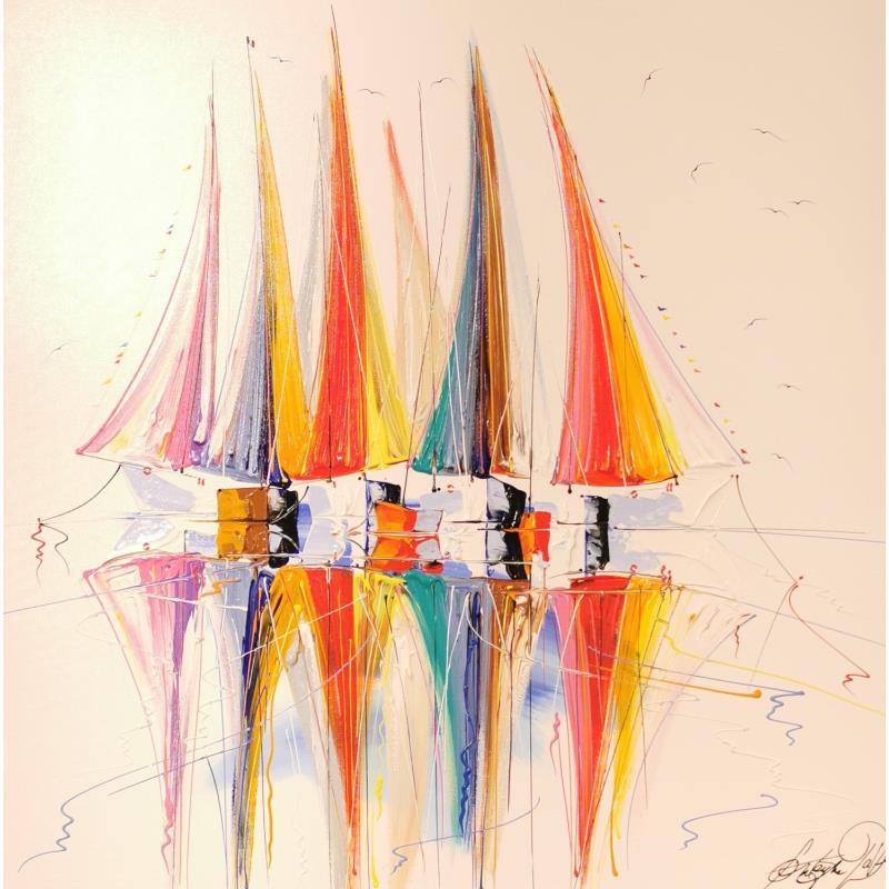 Peinture Arc en ciel et mer par Fonteyne David | Tableau Figuratif Marine Acrylique