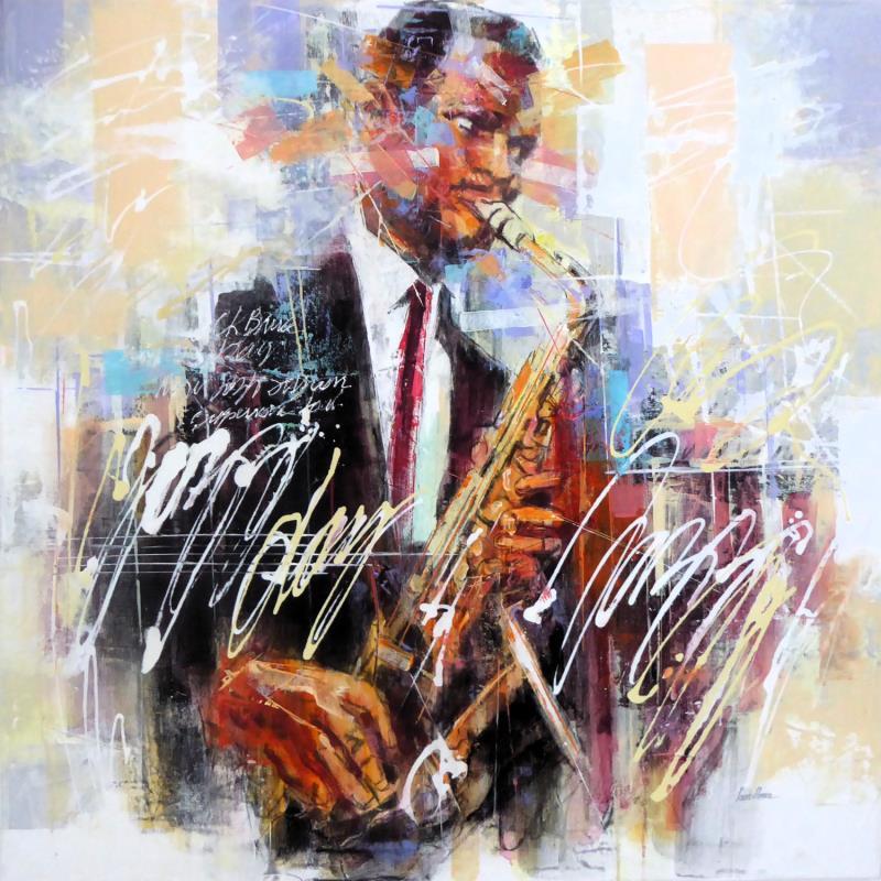 Painting Jazz Music by Silveira Saulo | Painting Figurative Music Acrylic
