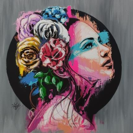 Peinture La femme aux fleurs par Sufyr | Tableau Street Art Graffiti, Posca Portraits