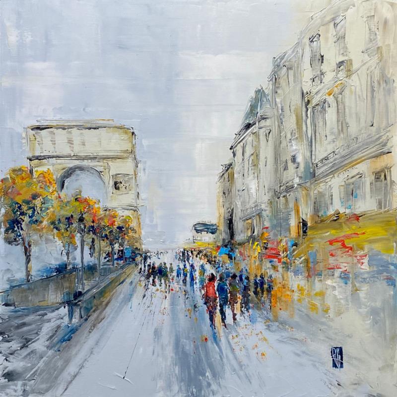 Painting Les Champs-Elysées by Raffin Christian | Painting Figurative Urban Oil