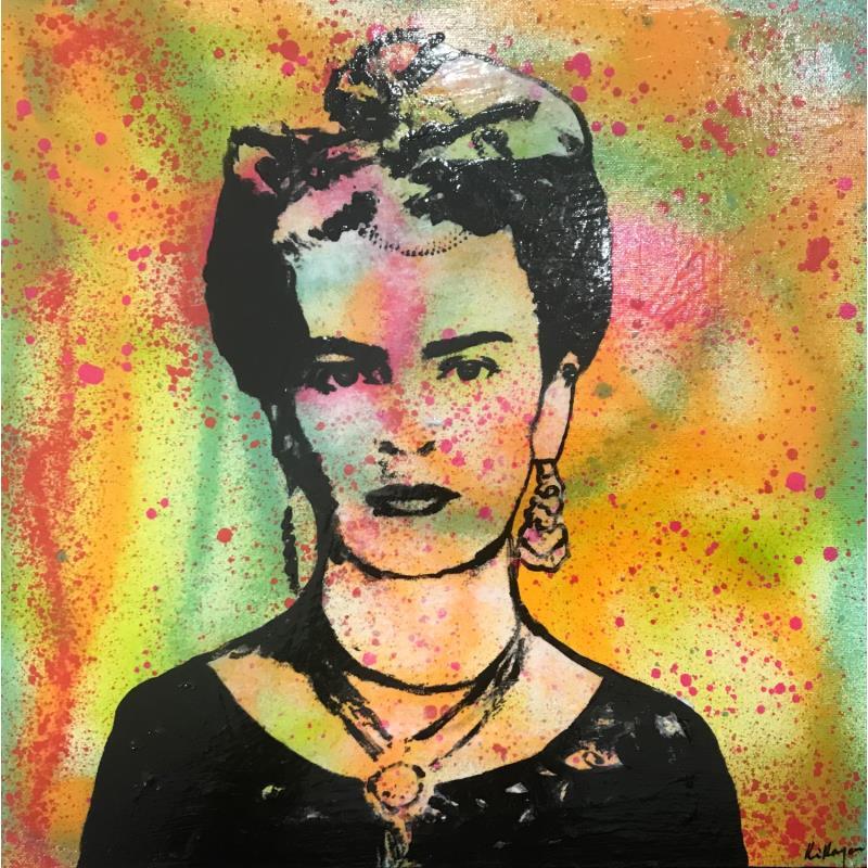 Gemälde Frida von Kikayou | Gemälde Pop-Art Pop-Ikonen Graffiti