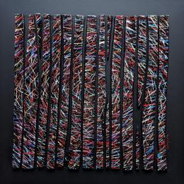 Peinture bc15 tourbillon multi rouge blanc bleu par Langeron Luc | Tableau Matiérisme Acrylique, Bois, Résine