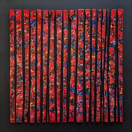 Gemälde Bc19 impression rouge multi von Langeron Luc | Gemälde Materialismus Acryl, Harz, Holz