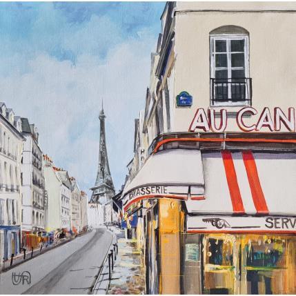 Peinture au canon des invalides and tower par Rasa | Tableau Figuratif Acrylique Urbain
