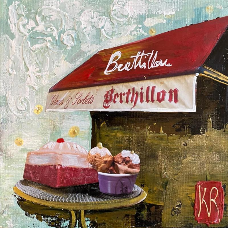 Gemälde La cerise von Romanelli Karine | Gemälde Figurativ Alltagsszenen Acryl Collage Posca Pastell